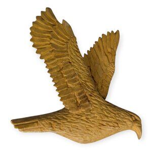 Vintage Hand Carved Wood Eagle Figure with Clip/Clasp on the Back 3.5" x 3.5"